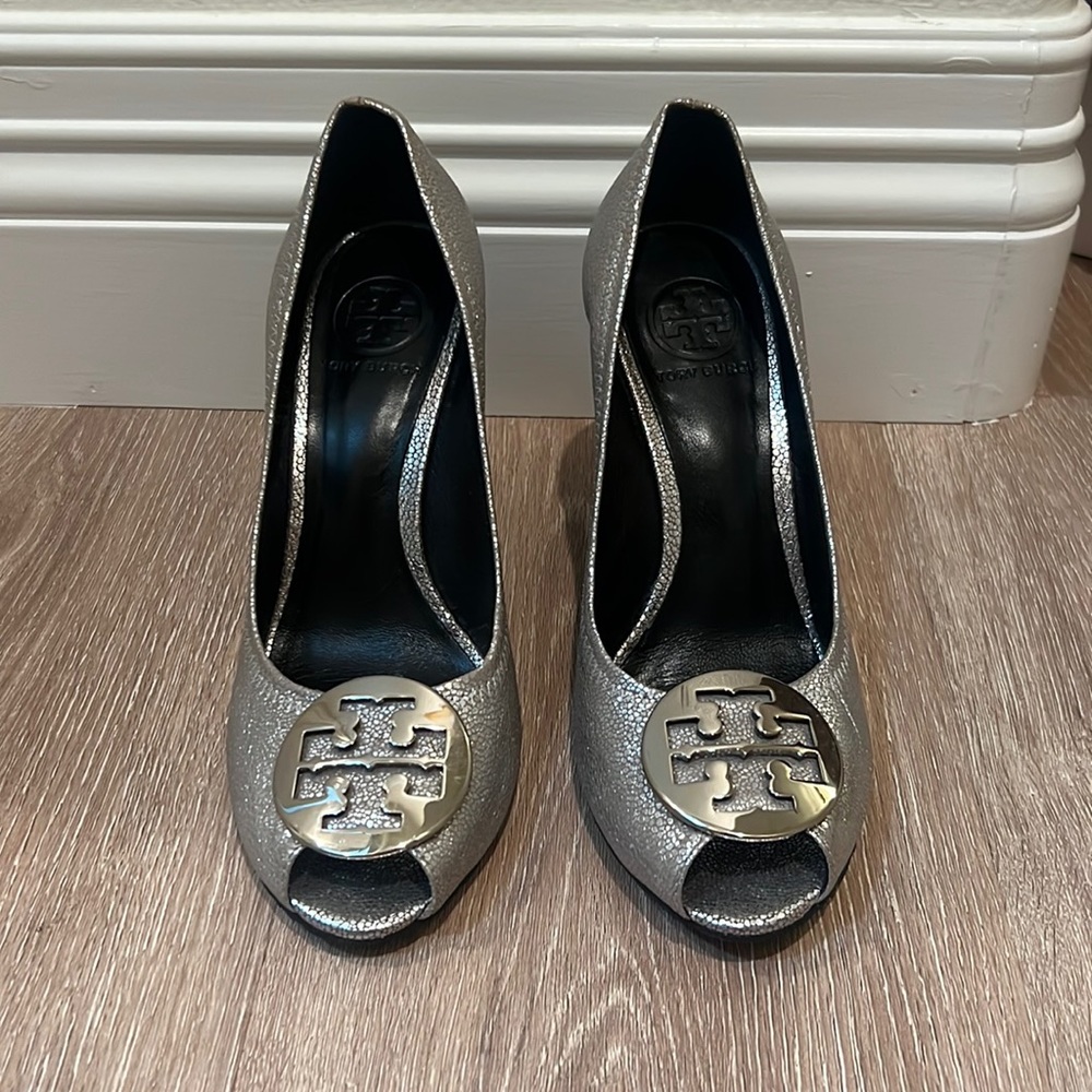 Tory Burch Silver Wedges